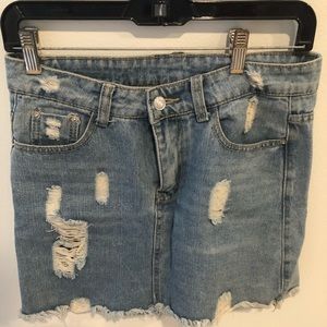 Distressed Denim Skirt